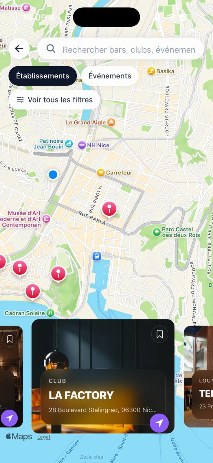 La carte interactive
